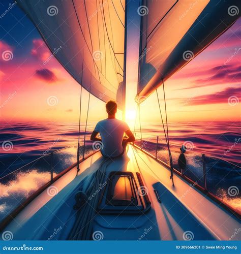 Back View Action Images of a Small Boat on a River Sailing into the