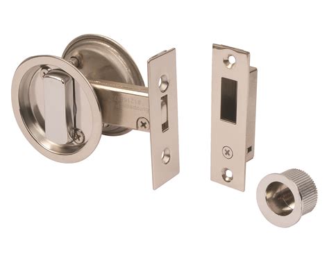 Excel Round Sliding Pocket Door Bathroom Hook Lock Set Polished