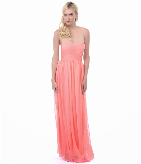 Vudress Dresses Shop Online Coral Sweetheart Crossover Strapless Long
