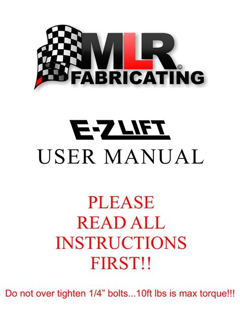 Mlr E Zlift Deluxe User Manual Pdf Download Manualslib