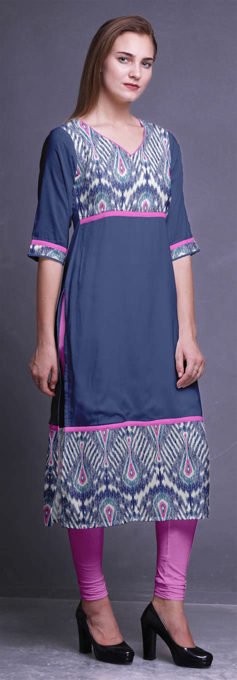 Bimba Panel Kurta Printed Women Straight Kurti Indian Summer Clothing Dfh Ebay