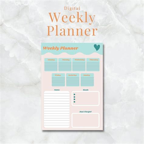 Digital Weekly Planner Weekly Planner Printable Planner Pages