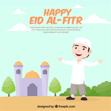 The almighty allah blessed them with two joys eid day each year. Mooie achtergrond van gelukkige eid al-fitr | Gratis Vector