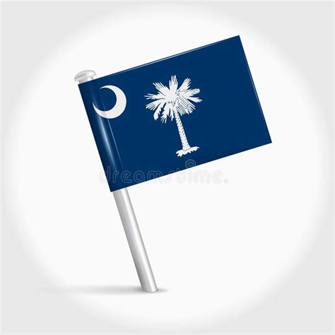 South Carolina Map Pin Flag 3d Realistic Vector Illustration Stock