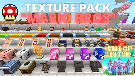 ⭐🍄super Mario Bros Texture Pack Para Minecraft Pe Bedrock Bonus