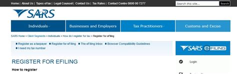 Users or to submit their income tax returns. sars.gov.za Register For eFiling : South African Revenue ...