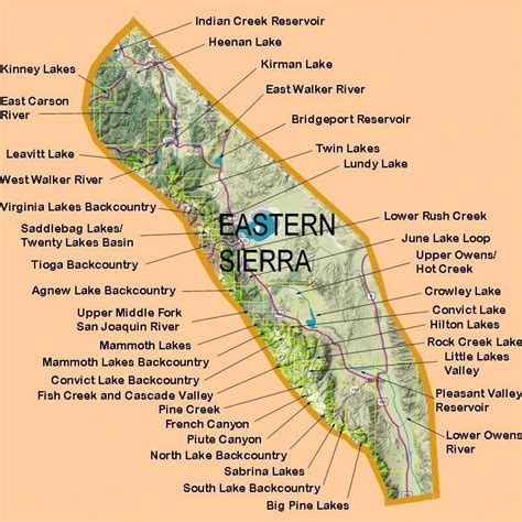 Eastern Sierra Lakes Map Eastern Sierra Nevada