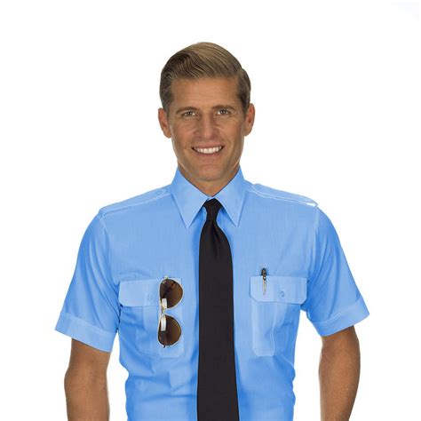 Rochelle Pilot Shirt Short Sleeve Polycotton Blue