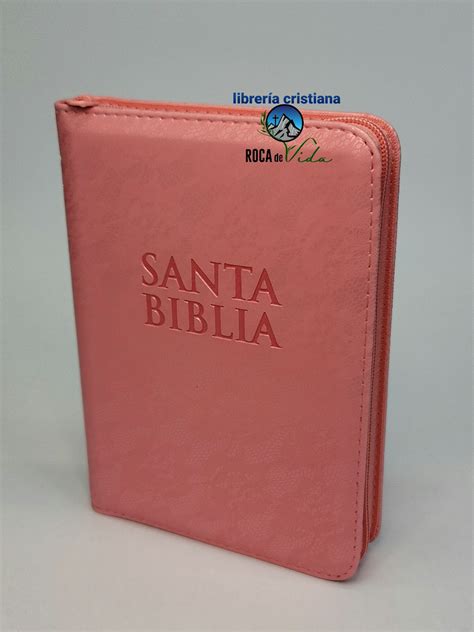 Biblia Rvr 1960 Tamaño Compacto Encaje Color Salmón Con Índice Y Cierre