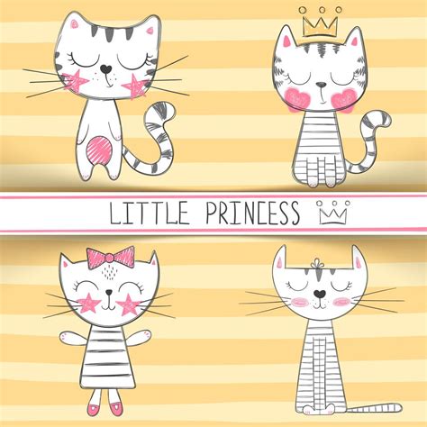 Cute Little Princess Cat Characters 485591 Vector Art At Vecteezy