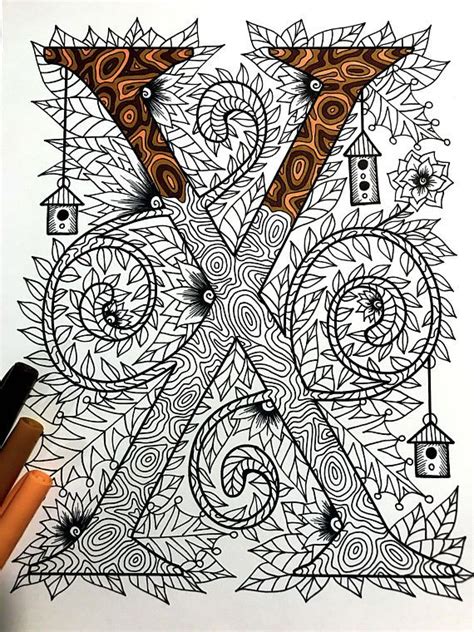 Letter X Zentangle Inspired By The Font Penelope Etsy Zentangle