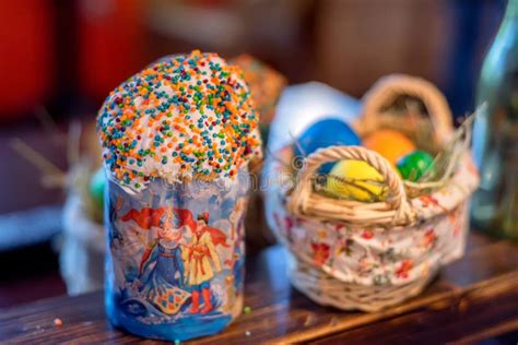 Orthodox Easter Cake And Painted Eggs On A Table Stock Image Image Of Color Beautiful 107828035