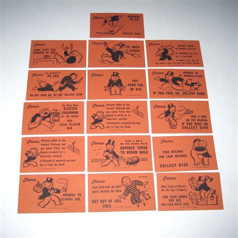 Monopoly list of chance cards. Vintage Monopoly Chance Game Card Pieces Lot by grandmothersattic