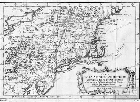 18th Century Map Of New England And New York America Stock Photo