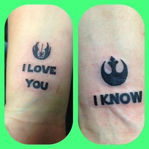 The force awakens within himself and he became more 1. Couple tattoo inspired by Star Wars. | Couple tattoos