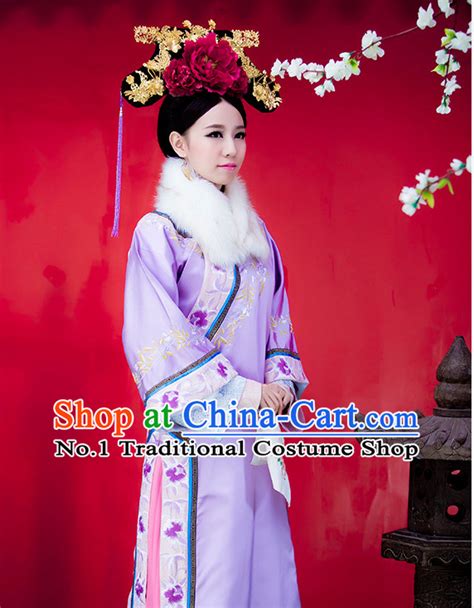 Purple Pink Ancient Chinese Princess Clothes Complete Set For Women