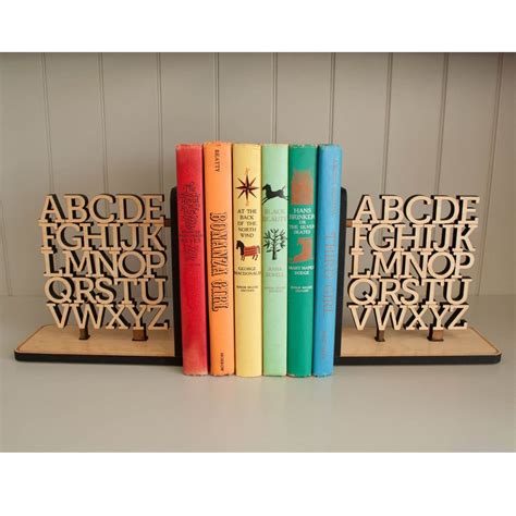 Alphabet Wooden Bookends Set Of 2 Wooden Bookends Kids Bookends