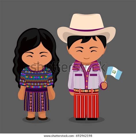 Guatemaltecos Em Vestido Nacional Com Uma Vetor Stock Livre De