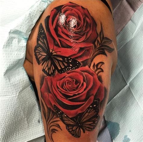 Butterfly rose tattoo butterfly rose tattoos butterfly tattoo. Thigh Tattoos For Women Roses And Butterflies - Best ...