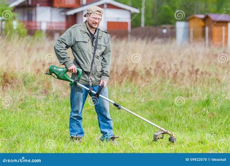 Lawnmower Man Stock Photo Image Of Male Gardener Landscaping 59922070