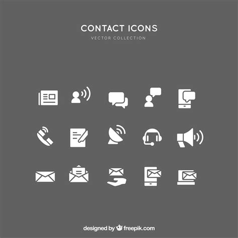 White Contact Icons Collection Free Vector