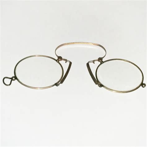 Gold Plated Pince Nez Eye Glasses 1890 200 Diopter Antique Collectible Vintage Optical