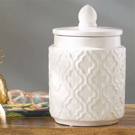 Accentuate Your Home With This White Ceramic Jar With Lid Ceramic