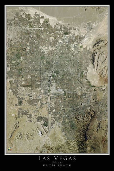 The Las Vegas Nevada Satellite Poster Map M 16 X 24 Inch In 2021