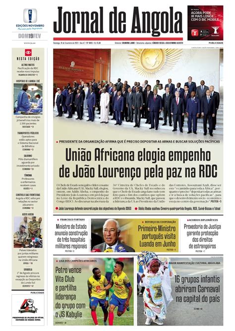 Jornal De Angola Domingo 19 De Fevereiro De 2023