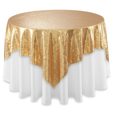 Lanns Linens 72 X 72 Gold Sequin Tablecloth Overlay Sparkly Square