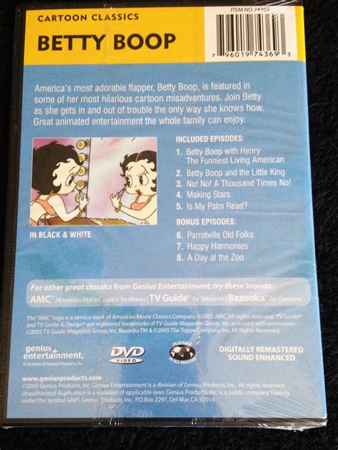 Betty Boop Vol 1 Dvd 5 Full Length Episodes Plus 3 Cartoon Classics