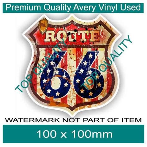 Rustic Route 66 Decal Sticker Vintage Americana Hot Rod Rat Rod
