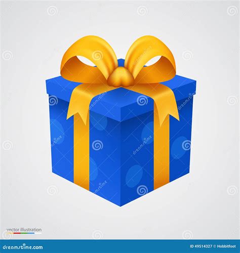 Present Blue Box With Golden Ribbon Stock Vector Illustration Of