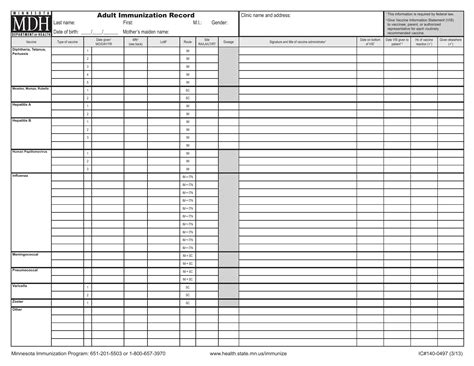 Adult Immunization Record Form ≡ Fill Out Printable PDF Forms Online