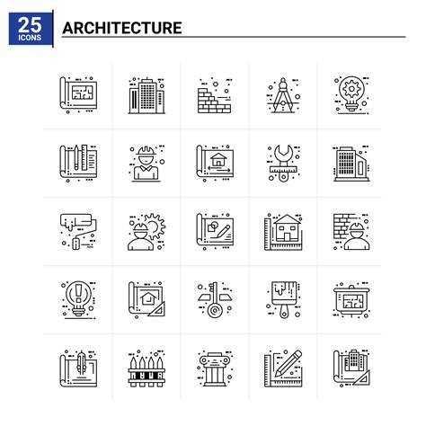 25 Architecture Icon Set Vector Background 17961707 Vector Art At Vecteezy