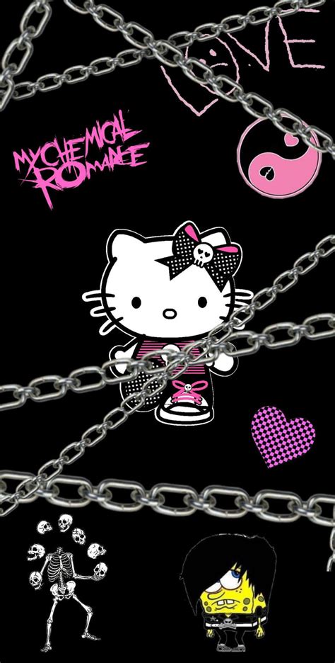Download Emo Hello Kitty With Chains Wallpaper