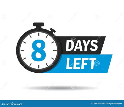 8 Days Left Count Timer Icon Vector Emblem Of 8 Days Left In Flat