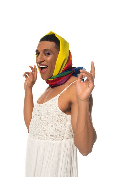 Excited African American Transgender Man In Dress Free Stock Photo And Image
