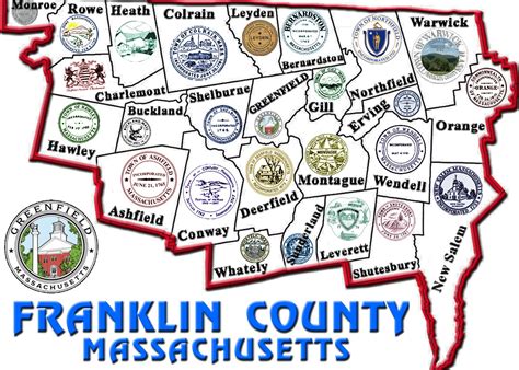 Franklin County Town Seal Map Greater Greenfield Ma Franklin County