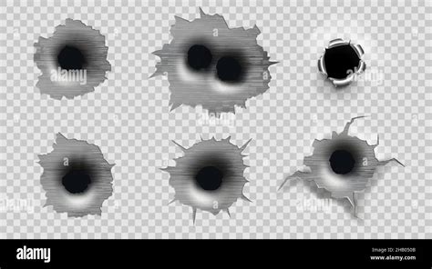 Isolated Bullet Holes On Transparent Background Gun Bullet Marks