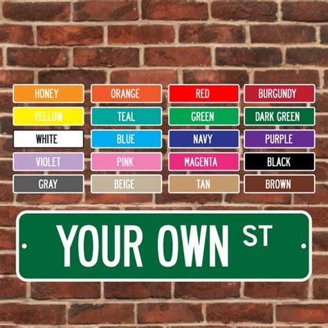 Custom Color Metal Street Sign Custom Name Your Text Street Etsy
