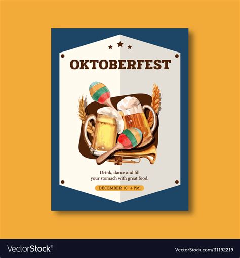 Oktoberfest Poster With Dance Fun Food Musical Vector Image