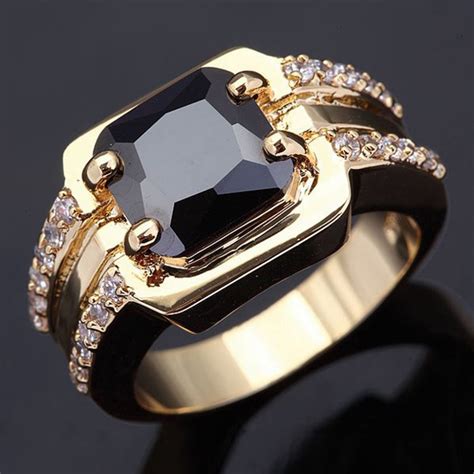5.0 out of 5 stars 1. Wholesale Classic Retro men's rings super black zirconia gold jewelry 18K gold plated rings for ...