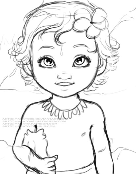 You are viewing some baby moana sketch templates click on a template to sketch over it and color it in and share with your family and friends. Baby Moana(WIP) by magato98 on DeviantArt