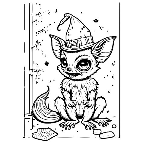 Gremlins Eating Candy Corn Coloring Page · Creative Fabrica
