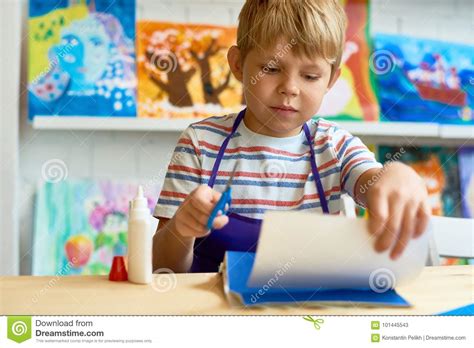 Little Boy In Craft Class Stock Image Image Of Lesson