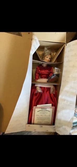 ASHTON DRAKE GALLERIES Princess Diana Porcelain Doll In Red Satin Dress PicClick
