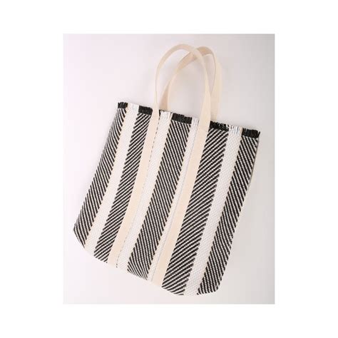 Black Woven Multi Stripe Tote Bag Simi Accessories Striped Tote