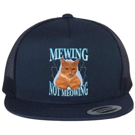 Funny Cat Meme Mewing Looksmax Meowing Cat Trend Flat Bill Trucker Hat