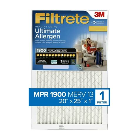 Filtrete 20x25x1 Ultimate Allergen Virus And Bacteria Reduction Hvac
